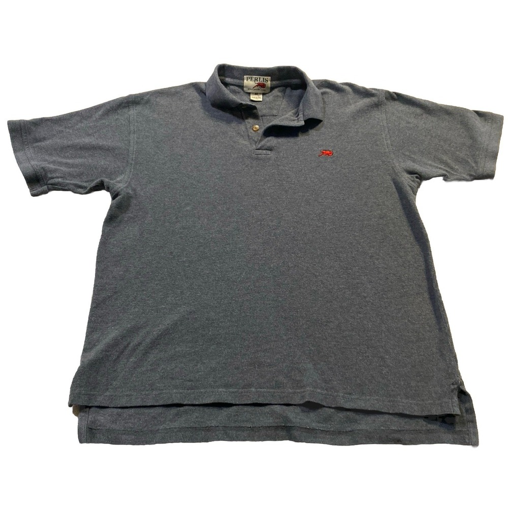 Perlis Mens Shirt Polo Medium Cajun Crawfish Polo Gray Small Blemish